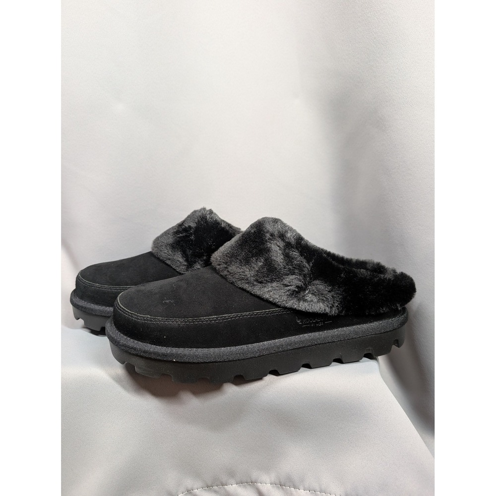 Koolaburra by UGG Tizzey Clog Womens 10 Black Suede Faux Fur Slippers New